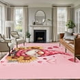 thumbnail image 2 of Pink Gnome Sunflower Washable Area Rug 5 x 8 ft Valentine, Soft Non Slip Rugs Stain Repellent Indoor Felt Carpet for Living Dining Room Bedroom Home Office, 2 of 9