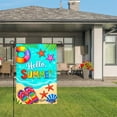 thumbnail image 3 of Amhnf Hello Summer Beach Theme Garden Flag With Rainbow Float Starfish Flip Flops And Shell For Home Outdoor Garden Yard Decor 12x18 inch, 3 of 5