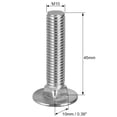thumbnail image 2 of Pernos de Carro, Pernos de Cuello de Carro, Cabeza Redonda, Cuello Cuadrado, Acero Inoxidable M10x45mm 5 pcs, 2 of 3