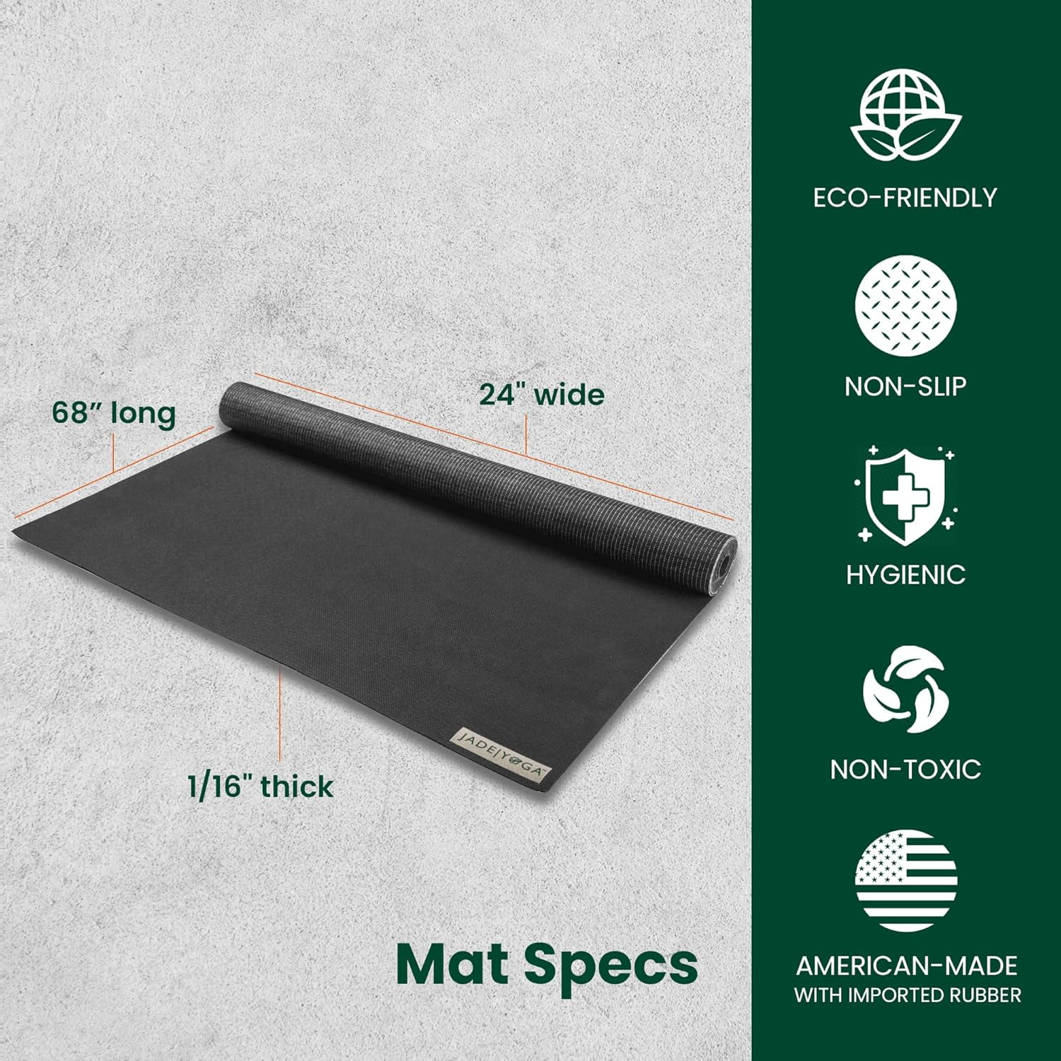 JadeYoga Voyager Yoga Mat, Black