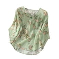 thumbnail image 3 of Jsaierl Womens 3/4 Length Sleeve Cotton Linen Tops Casual V Neck Shirts Dressy Print Petite Embroidery Blouses Going Out Vacation Tunic Top M-2XL, 3 of 4