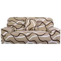 REGALWOVEN Stretch Spandex Sofa Cover 3 Seat Line Print Couch Slipcover Brown