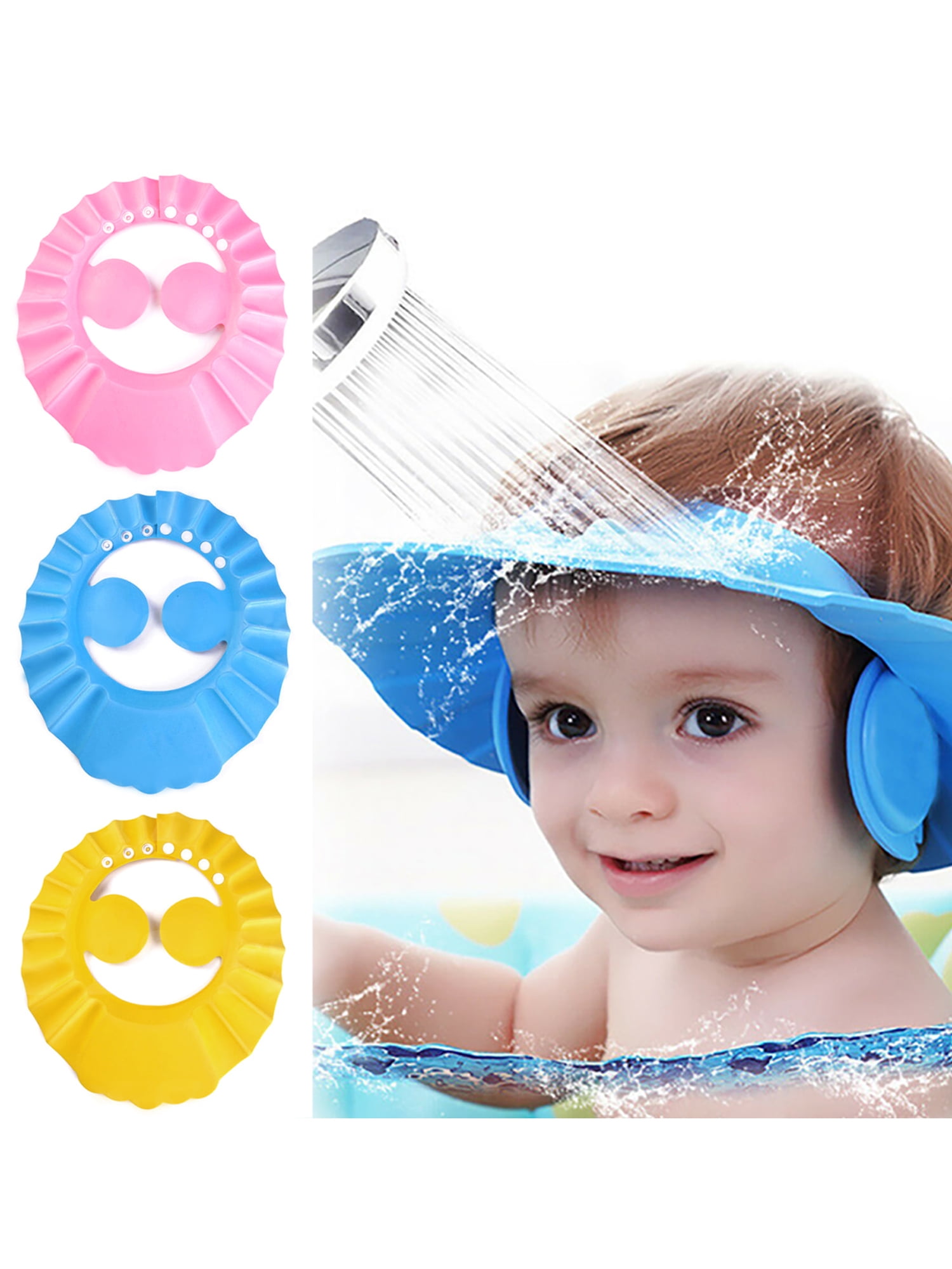 2*Waterproof Safe Soft Kids Child Shampoo Bath Shower Cap Hat Wash Hair Shield 