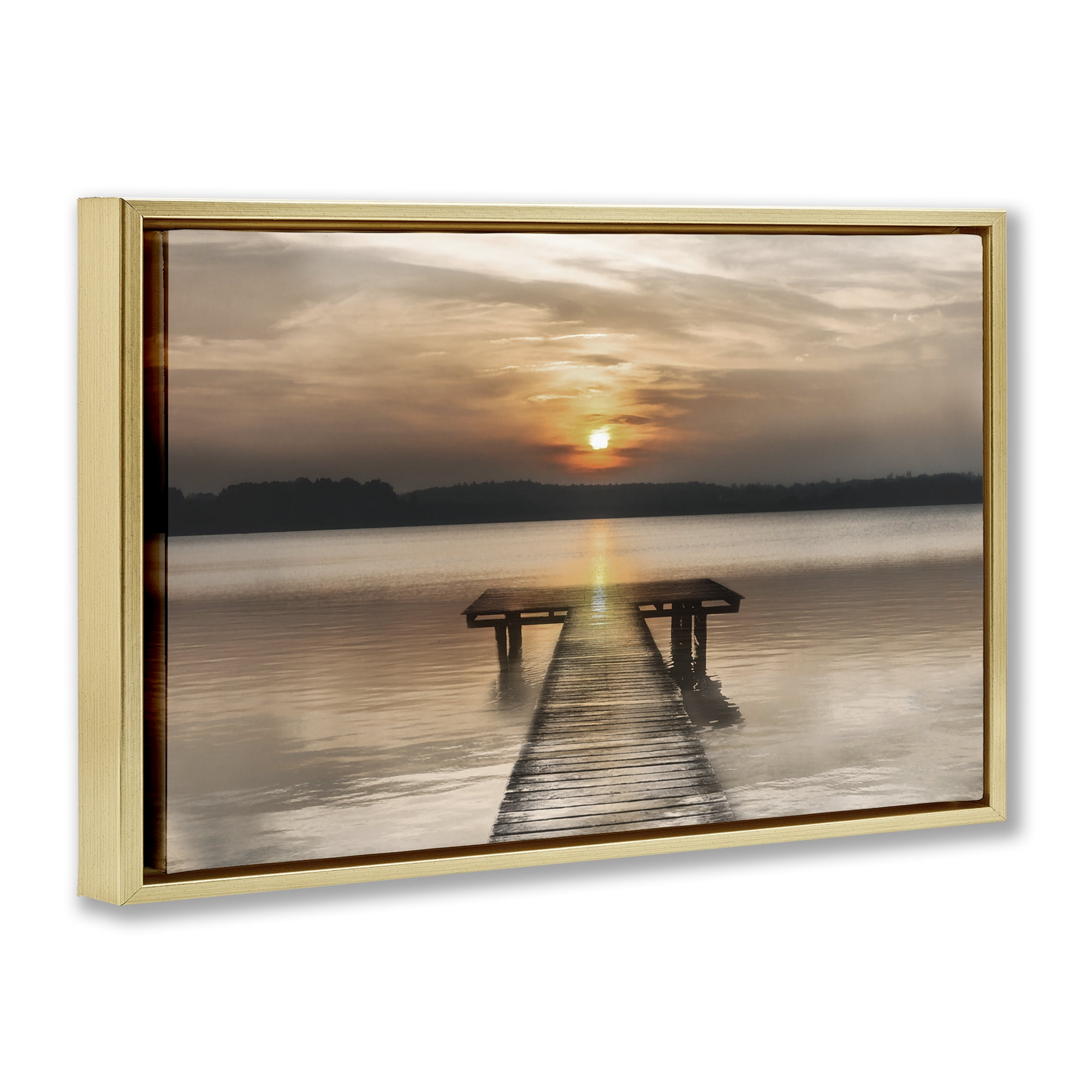 Stupell Industries Centric Reflective Sunrise Gold Framed Floater Canvas Wall Art, design by Irene Weisz