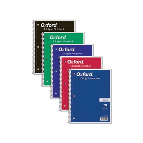 Coil-Lock Wirebound Notebooks 1 Subject, Wide/Legal Rule, Assorted Color Covers, 10.5 x 8, 70 Sheets