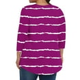 thumbnail image 5 of RongHuan Womens Plus Size Blouse Casual 3/4 Sleeve Crew Neck T-Shirt Oversize Strip Tops, 5 of 7