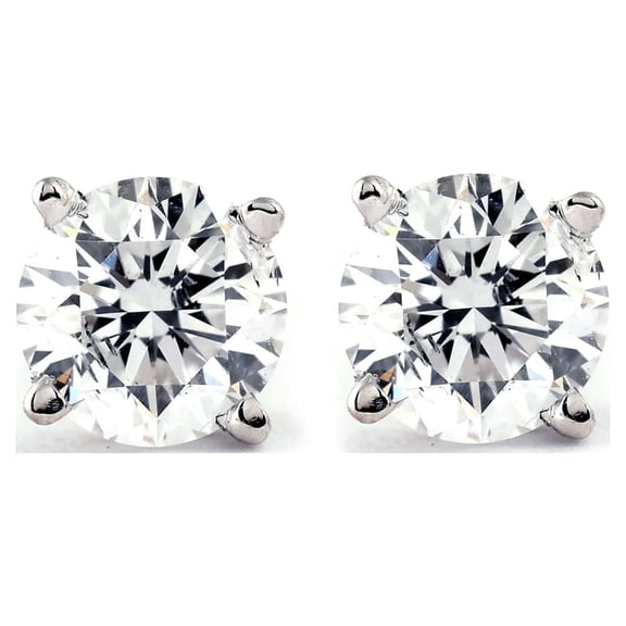 1/4 - 2 Ct T.W. Natural Diamond Studs in 14k White or Yellow Gold (I2-I3 Clarity, IJ Color)