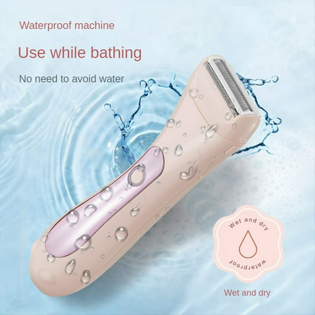 Recortador de Bikini Eléctrico 2 en 1 para Mujeres, Afeitadora Eléctrica, Afeitadora en Seco/Húmedo para Depilación del Área Púbica, Cara, Piernas, Rosa