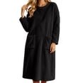 thumbnail image 4 of LEAVINGSUO Nightgowns for Women Plus Size Long Sleeve Pullover Winter Casual Nightgown long dress with plush fabric For Home Use Black S, 4 of 7