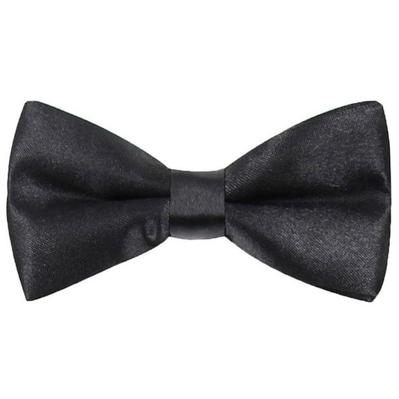 Hanerdun Kids Bowtie Pre-Tied Neckties Toddler Teen Boys Adjustable Solid Bow Ties Black