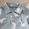 thumbnail image 6 of Tiijoy Boys Summer Outfits Dinosaur Print Short Sleeve Linen Shirt Shorts Set, Sizes 6M-4T, 6 of 6
