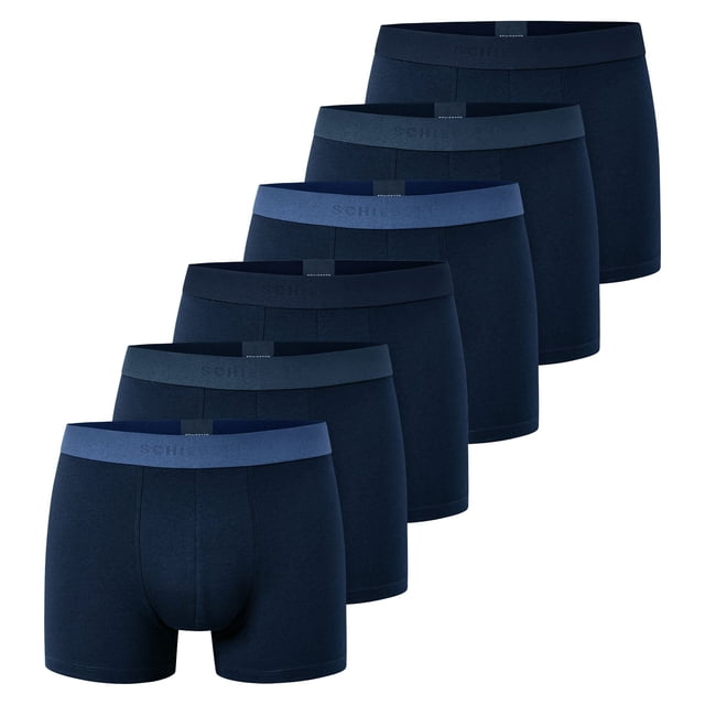 SCHIESSER Bóxers para hombre, paquete de 6 - «95/5», bañadores, algodón elástico, cintura con logotipo Azul 2XL (XX-Large)
