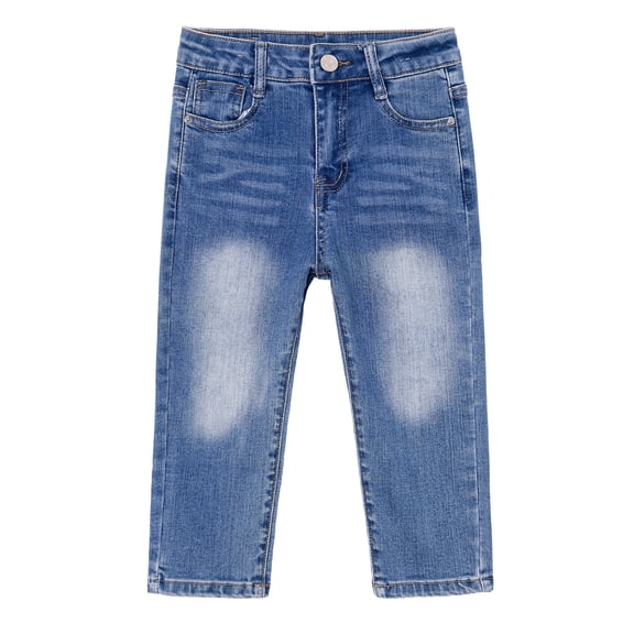 KIDSCOOL Baby Denim Jeans Unisex Toddler Elastic Waist D-ring Pants,Light Blue,18-24 Months