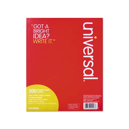 Filler Paper 3-Hole, 8.5 x 11, Wide/Legal Rule, 200/Pack