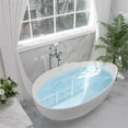 thumbnail image 3 of Vespa 63" Solid Surface Stone Freestanding Soaking Bathtub in Matte White, 3 of 20