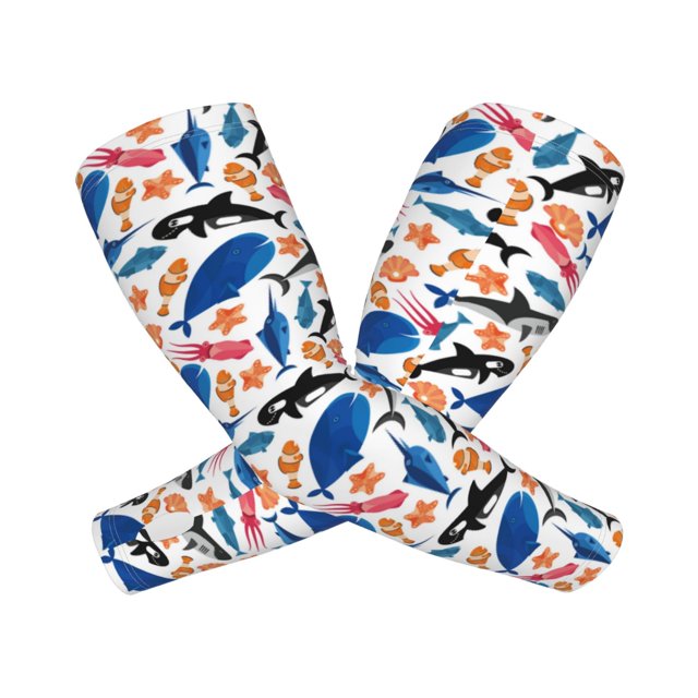 Balery Cute Sea Animals Mangas Refrescantes para Brazos para Hombre y Mujer – Transpirables y Absorbentes de Humedad para Mujeres, Hombres y Niños