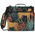 thumbnail image 2 of Zipper Binder with Shoulder Strap 2 inch 3 Ring Waterproof File Folder Organizer Bag 500 Sheet Cheetah and Jungle Leaves, 2 of 8
