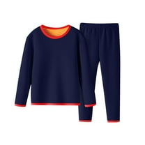 zbxnLI Kids Toddler Boys Girls 2 Piece Thermal Underwear Tops Padded Lined Long Sleeve Shirts and Bottom Pants Sets