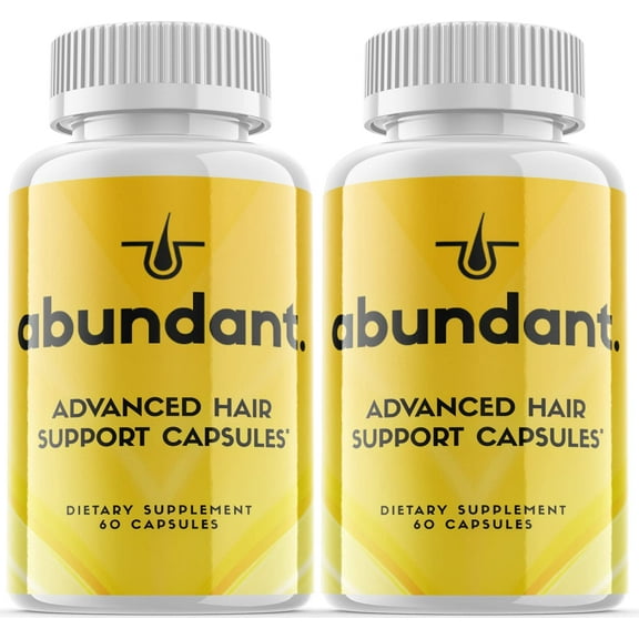 (2 Pack) Abundant - Dietary Supplement for Hair Support - Revive and Nourish Hair Growth Advanced Formula - Boost Shine & Thickness - 120 Capsules