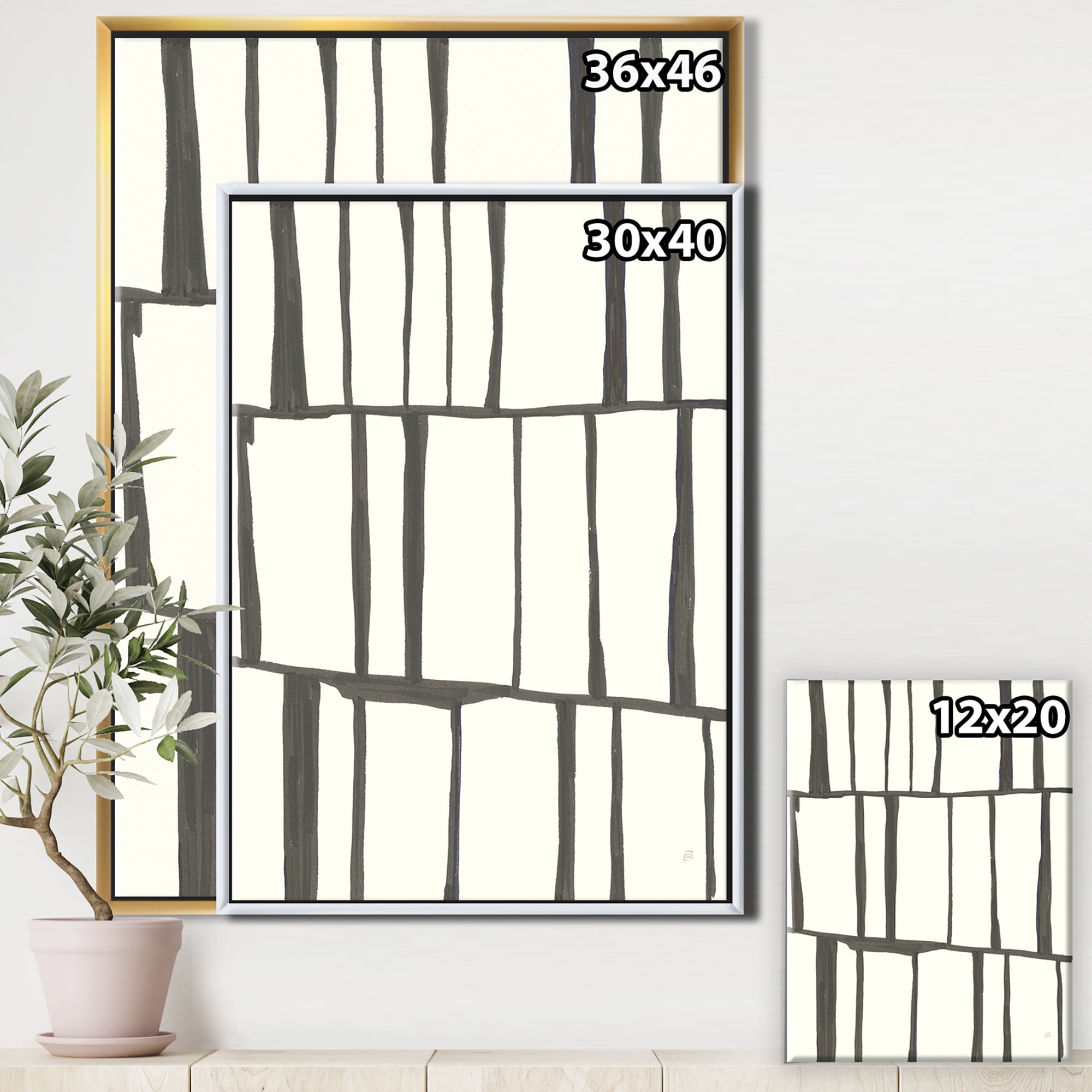 Designart ' minimalist black and white I ' Transitional Framed Canvas