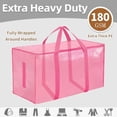 thumbnail image 2 of 6 Pack-Extra Large Heavy Duty Moving Bags - Waterproof Storage Totes with Handles & Zippers, Foldable for College Dorm, Storage (Pink), 2 of 7