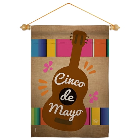 Celebrate Guitarron Cinco De Mayo Garden Flag Set 13 X18.5 Double-Sided Yard Banner