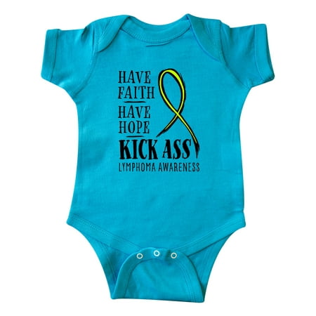 

Inktastic Lymphoma Awareness Have Faith Have Hope Kick Ass Gift Baby Boy or Baby Girl Bodysuit