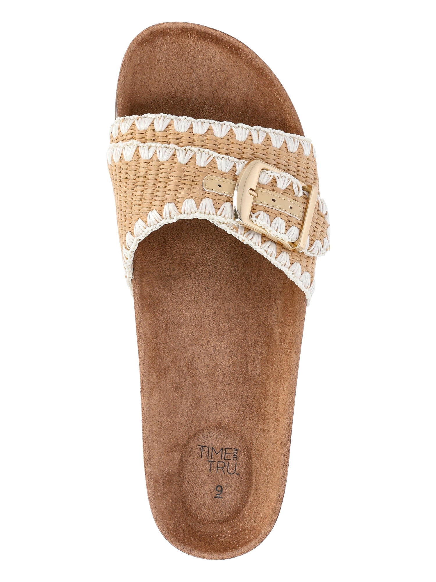 Time and Tru Women's One Buckle Footbed Slide Sandals