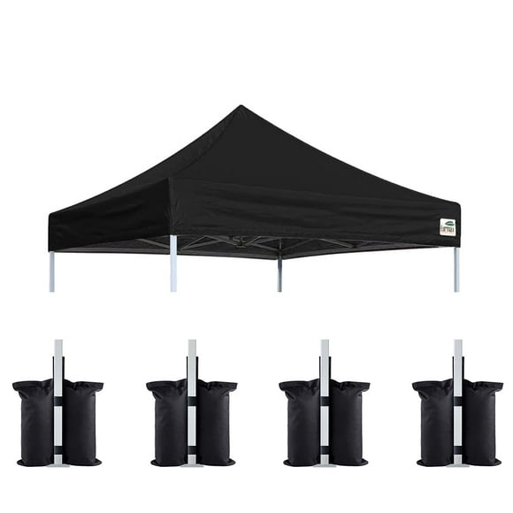 Eurmax USA Pop Up Canopy Replacement Canopy Tent Top Cover Instant Canopy Top Cover ONLY Bonus 4PC Pack Canopy Weight Bag(8x8 Black)