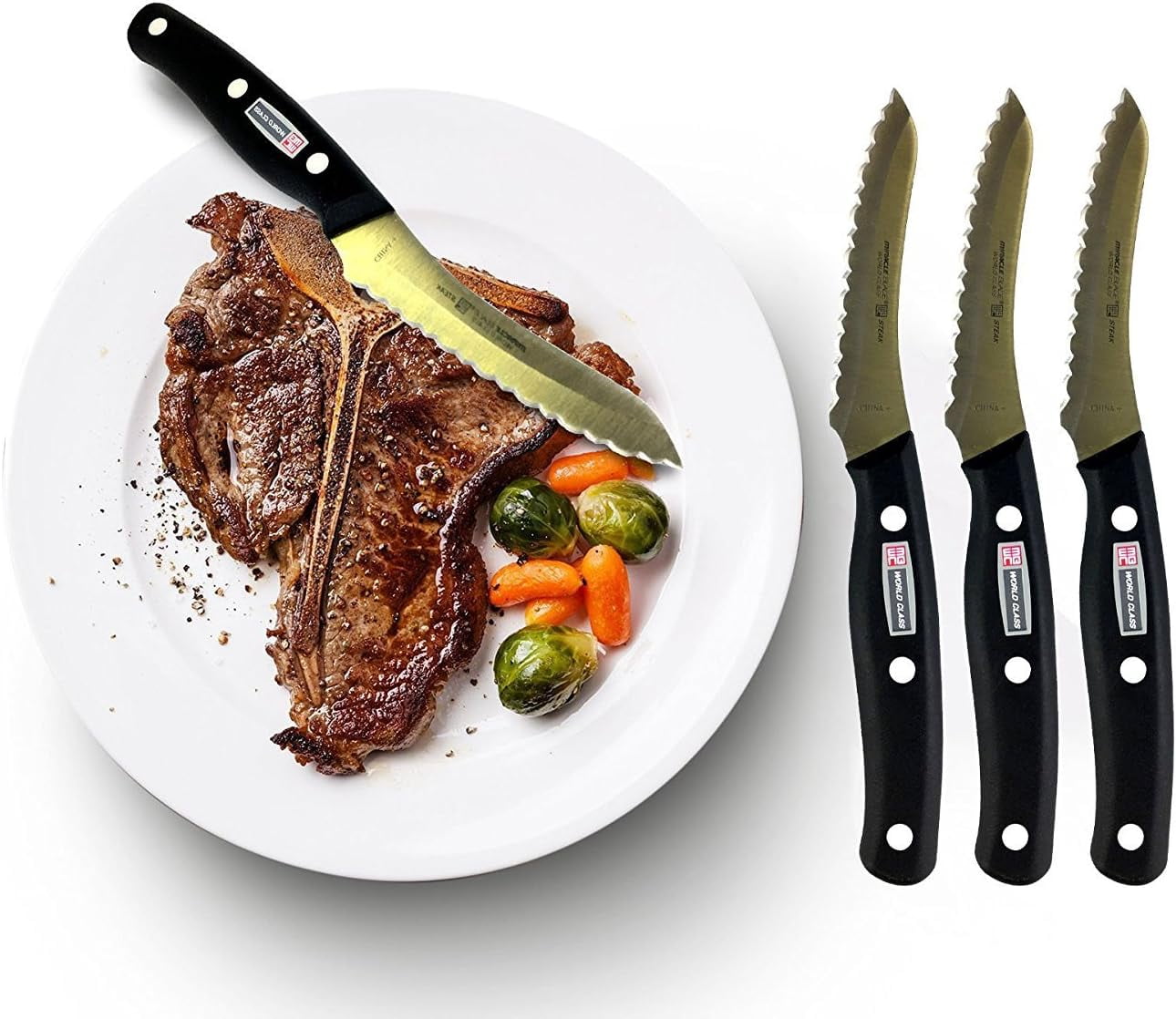 Miracle Blade IV World Class Professional Series Set of Four (4) Serrated Steak Knives