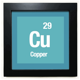 thumbnail image 1 of CU cobre elemento químico ciencia Mesa de pared con marco cuadrado negro, 1 of 4