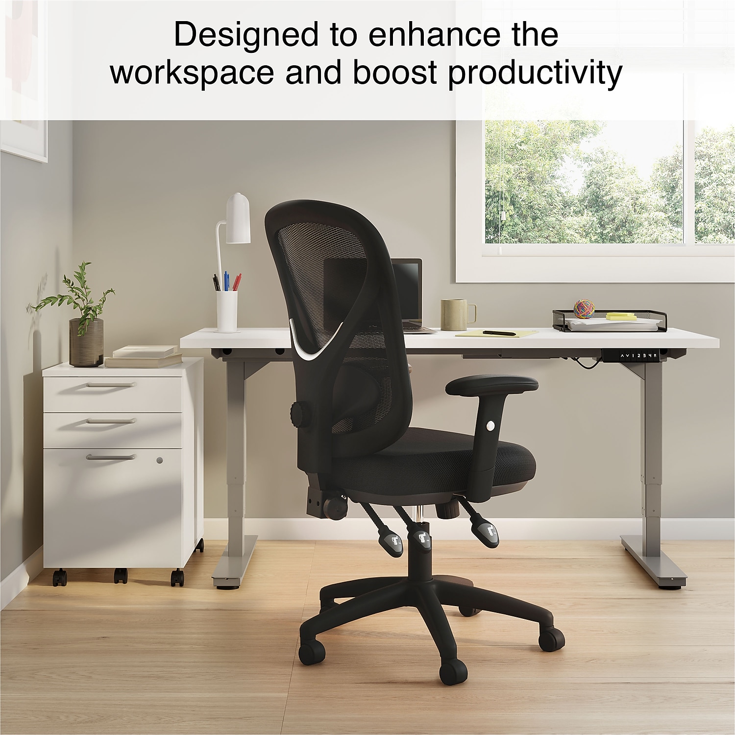 Staples Carder Mesh Back Fabric Computer and Desk Chair Black 2/Pack 59236-CCVS