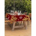 thumbnail image 2 of Outdoor Tablecloth with Umbrella Hole and Zipper, Red Christmas Rectangle Table Cloth 54x80 Inch Waterproof Tablecloth, Winter Xmas Snowflakes Textured Picnic Table Cover for Patio Camping, 2 of 7