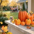 thumbnail image 5 of 7-Pack Foam Pumpkin Decor - Halloween Tabletop Display Set Spooky Season Accents Party Centerpiece Props Seasonal Home Ornaments(Orange), 5 of 6