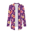 thumbnail image 5 of Garronmavis Women's Draped Front Open Cardigan Casual Long Sleeve Lightweight Cardigan Sweaters for Women Cover Up Top Purple Egg Flowers, 5 of 6