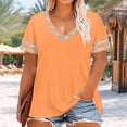 thumbnail image 6 of YUGYXL Womens T Shirts Plus Size Loose Fit Tops Color Block Short Sleeve Tees V Neck Summer Top Fashion Blouses Orange Tops L, 6 of 6