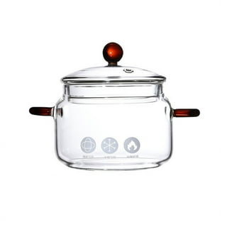  Glass Saucepan with Cover, 1.5L/50 FL OZ Heat-resistant Glass  Stovetop Pot and Pan with Lid, The Best Handmade Glass Cookware Set Cooktop  Safe for Pasta Noodle, Soup, Milk, Baby Food: Home