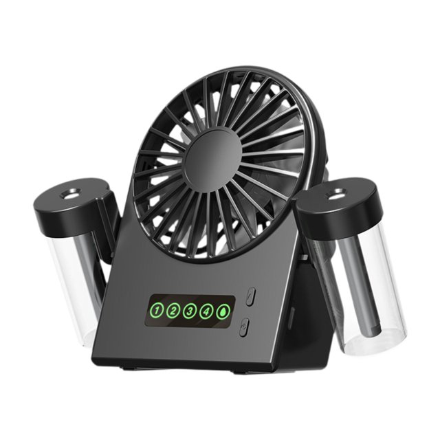 Ventilador de escritorio de niebla Ventilador de spray 4 velocidades Ventilador de aire de aire de bajo ruido compacto ajustable para el dormitorio Negro