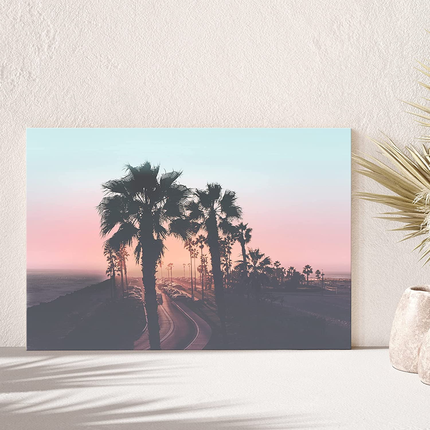 PixonSign Canvas Print Wall Art Palm Trees Near Neon Horizon Nature ...