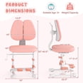 thumbnail image 3 of Costway Kids Study Chair with Adjustable Double Backrest, Footrest, Seat Height & Depth Pink, 3 of 11