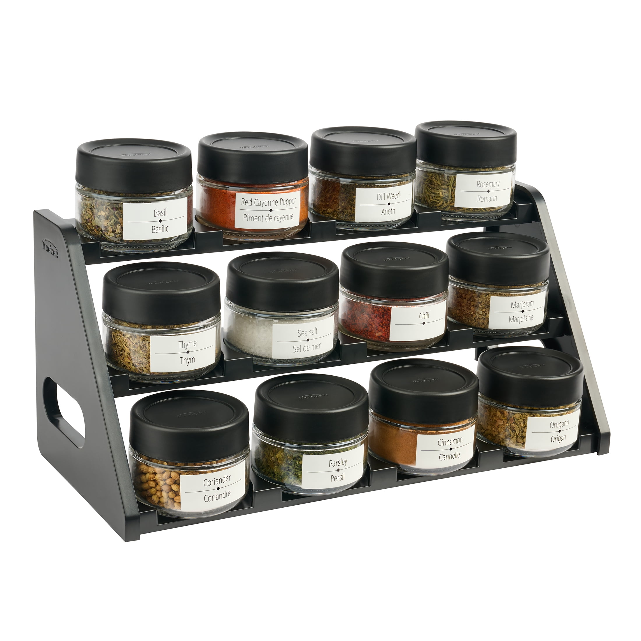 Trudeau STAK Modular Spice Rack - 12 glass bottles, filled
