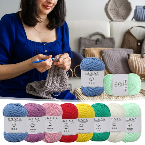 JLFNYA Yarn Clearance,Crochet Thread,4 Strands Of Combed Milk Cotton Thread Diy ,Soft Crochet Blend Yarn Plain Knitting Wool for Handcrafts Jumpers Blankets Weaving