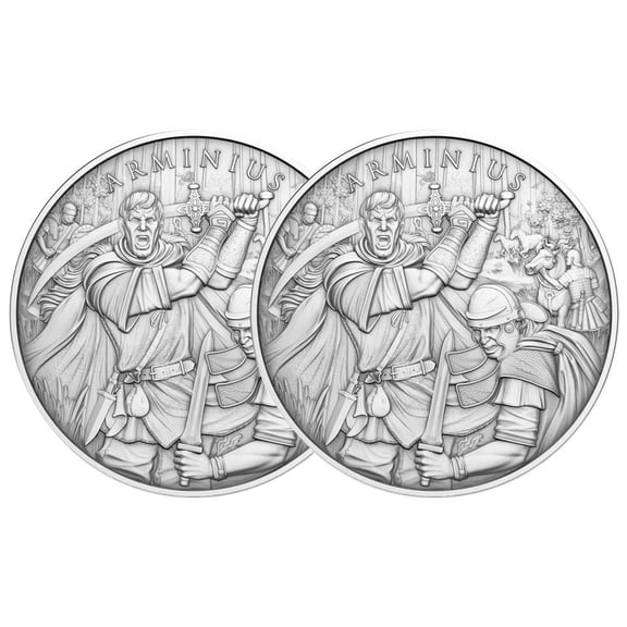 Lot of 2 - 1 Troy oz Arminius Design .999 Fine Silver Round