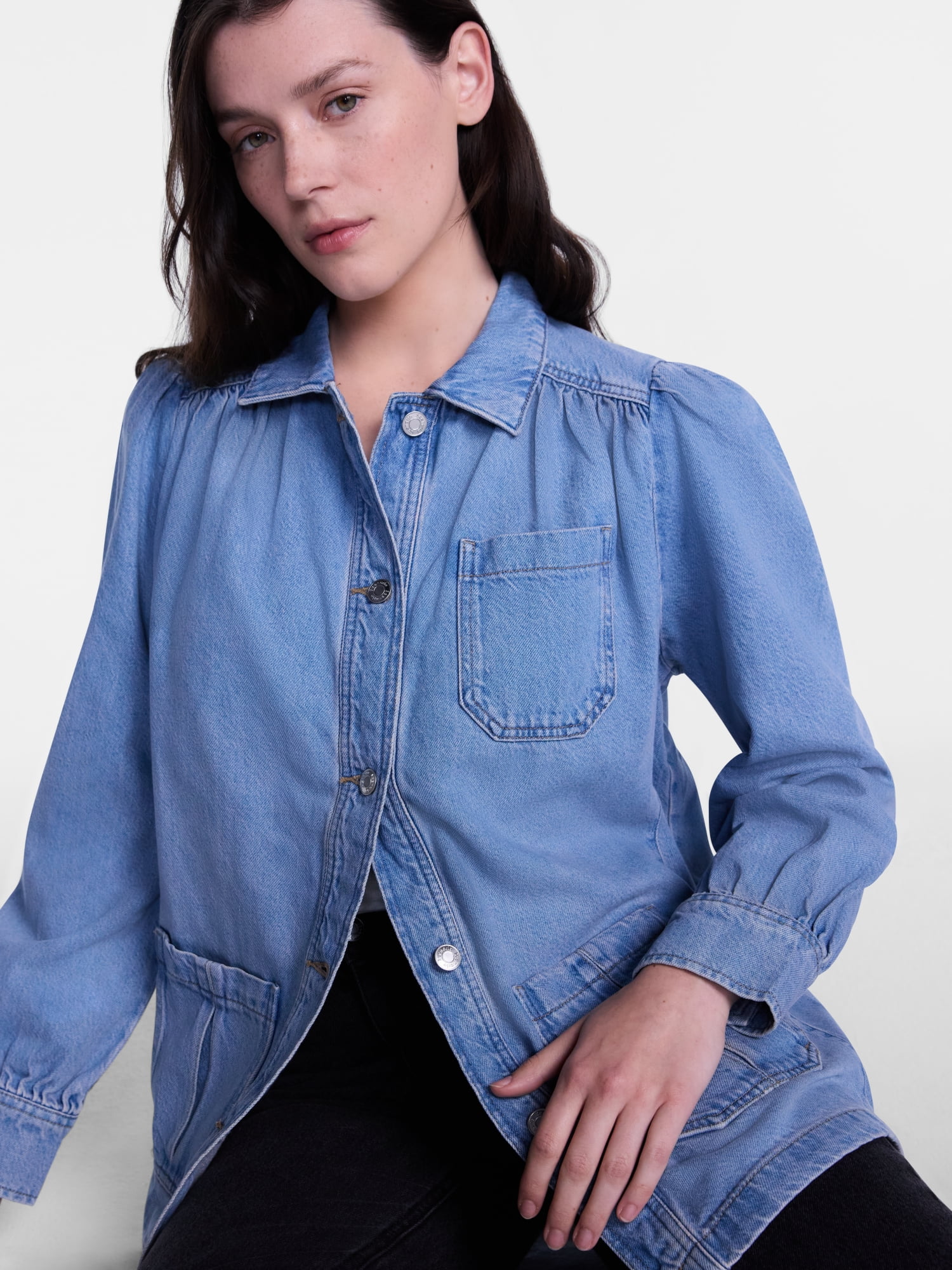 Scenario Women's and Women's Plus Chore Jacket with Long Puff Sleeves, Sizes XS-4X