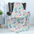 thumbnail image 4 of Fish Soft Flannel Fleece Blanket, Marine Design Ocean Animals Underwater Hand-Drawn in Lively Colors Retro Cartoon Style, Cozy Plush for Indoor and Outdoor Use, 70" x 90", Multicolor, by Ambesonne, 4 of 5