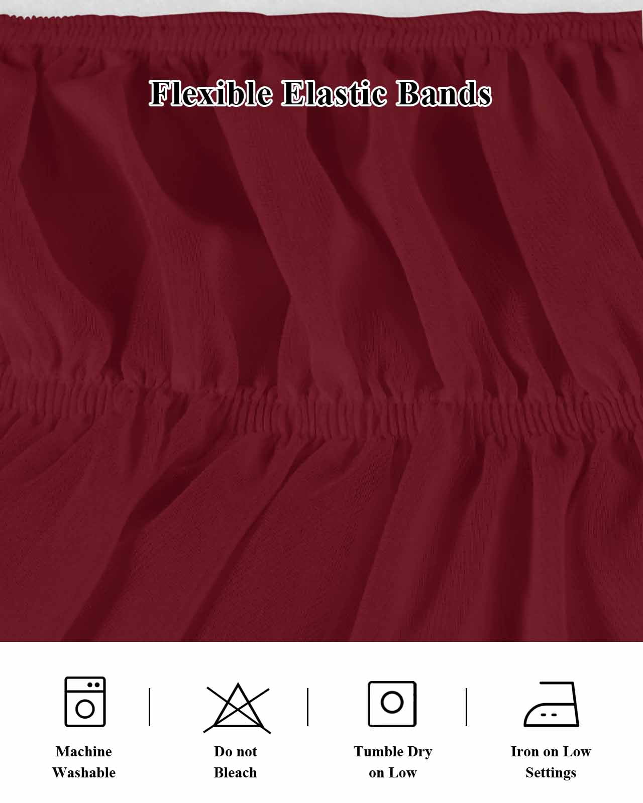 Solid Color Bed Skirt King Size 16" Drop Wine Red Ruffled Wrap Around Bed Skirts Adjustable Elastic Bedskirt Dust Ruffle for King Size Bed