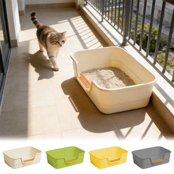 Viflosae Litter Boxes Extra Large Litter Box Pet Supplies Cats Litter Box Semi-closed Open Breathable Odor-free Cats Toilet Large Space Antisplash Cats Litter Box