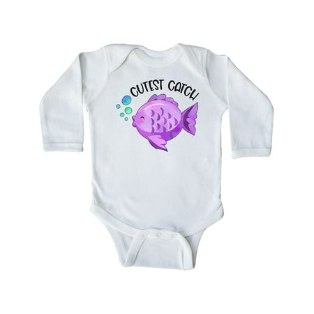 

Inktastic Cutest Catch Cute Purple Fish Gift Baby Boy or Baby Girl Long Sleeve Bodysuit