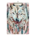 thumbnail image 2 of Plastic Clipboard Acrylic Hanging Clip Board with Gold Low Profile Office School Supplies 12.5x9 Beautiful Wolves with Feather, 2 of 9