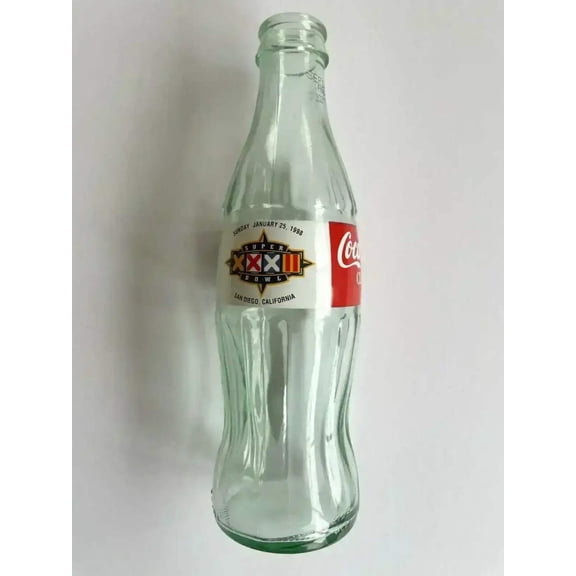 Super Bowl 32 XXXII Coke glass bottle Denver Broncos Win